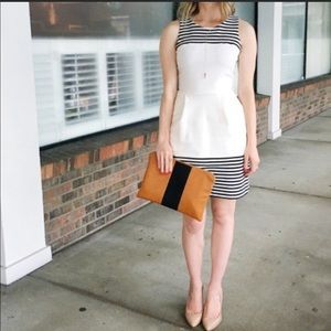 ❤️ Madewell Striped Flare Dress Black/Cream sz XS